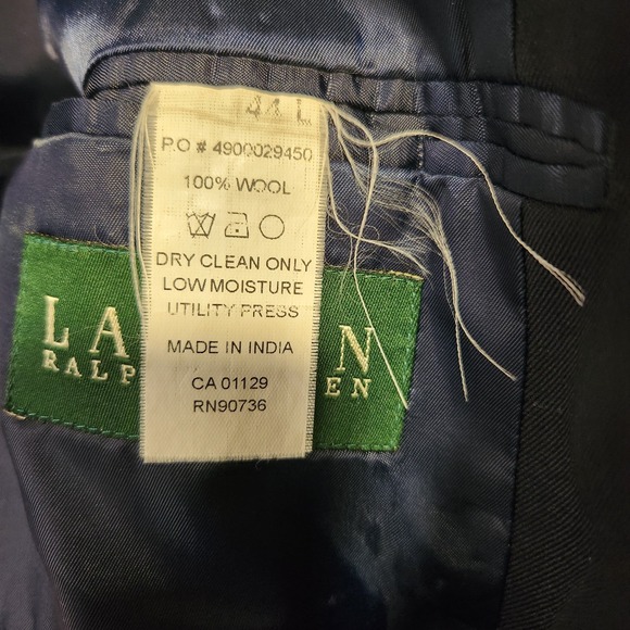 Lauren Ralph Lauren Men's Sport Coat Blazer Two Gold Button Navy Twill Wool 44L‎ - Picture 3 of 6